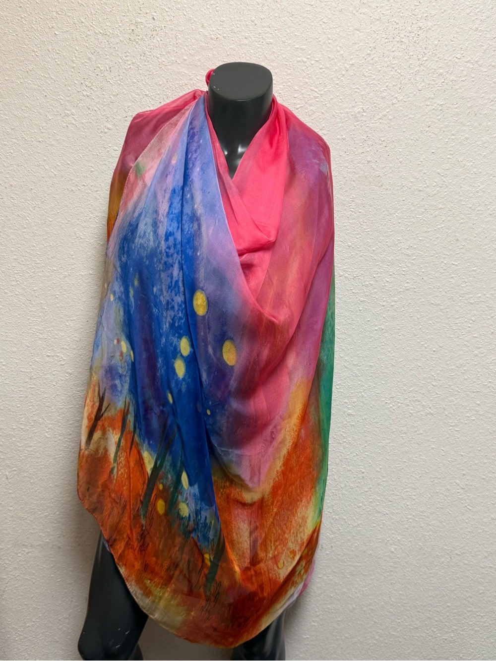 Vibrant Multicolor Women's Wrap Top - Pink & Blue Artistic Print